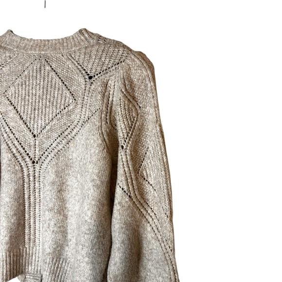 Sam Edelman Julietta Ribbed Knit V-Neck Puff Sleeve Button Front Cardigan- Large - Picture 7 of 11